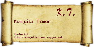 Komjáti Timur névjegykártya